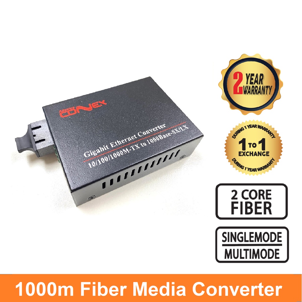 1.25Gb/s Single-mode SC Fiber 6COM Gigabit Ethernet Media Converter up to20km 10/100/1000Base-TX to 1000Base-LX 