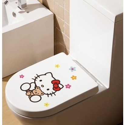 1pcs Cartoon Hello Kitty Toilet Stickers Waterproof Stickers