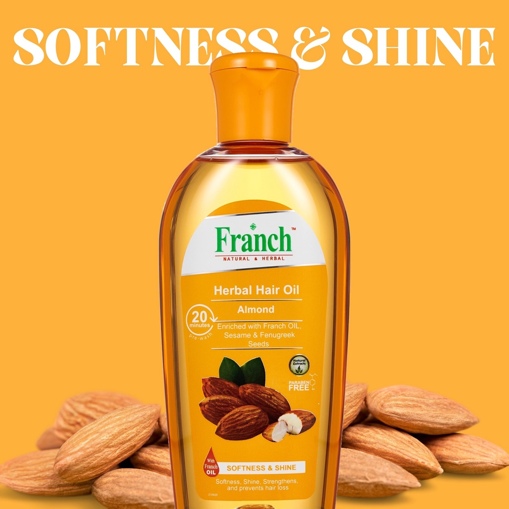 Franch Almond Herbal Pre-Wash Hair Oil (Softness and Shine) 100ml | Shopee  Malaysia
