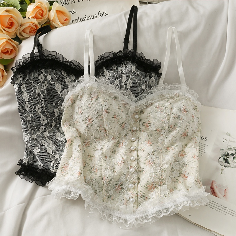 lace floral bustier top