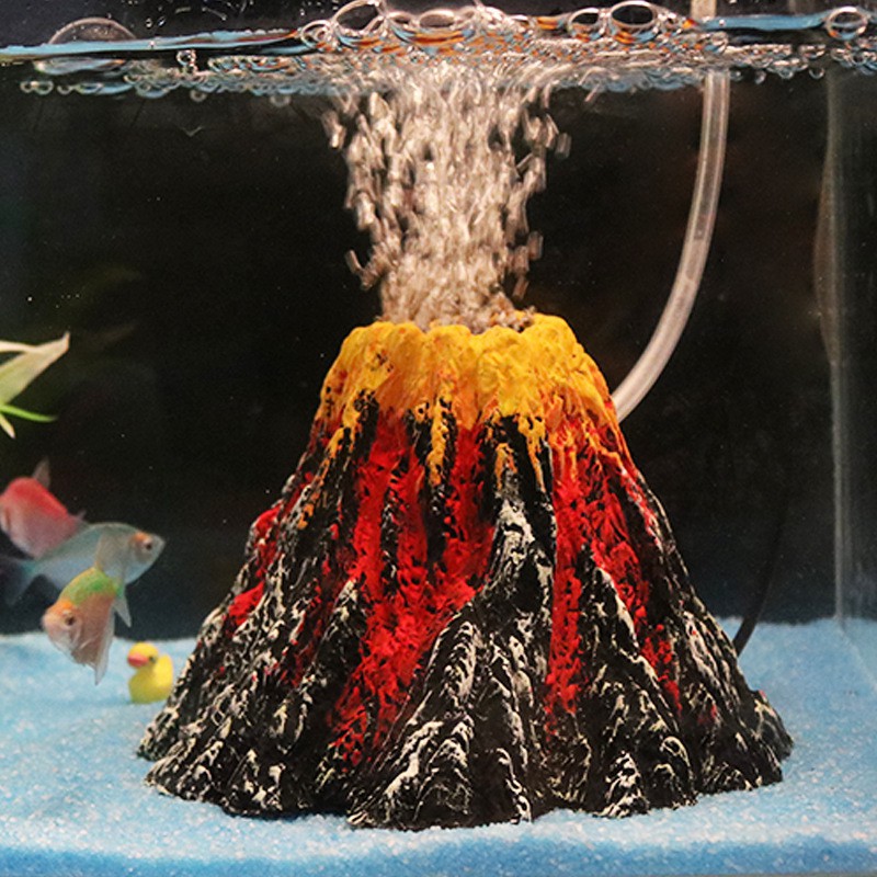 Small Fish Tank Ornament Volcano Stone Aquarium Landscape