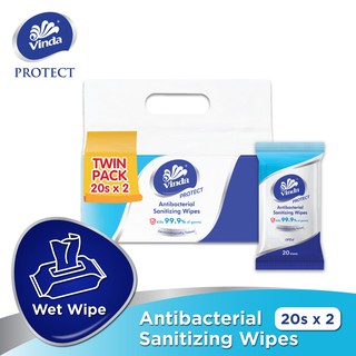 Image of Vinda Protect Antibacterial Sanitizing Wipes (2x20s)