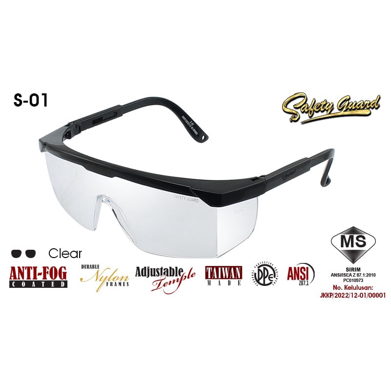 SIRIM DOSH Approval Safety Glasses Safety Guard S01 PPE 100 UV