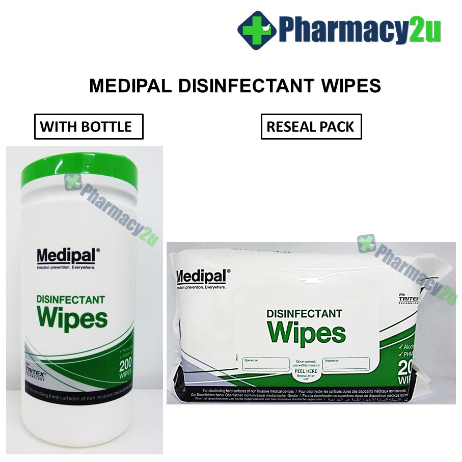 Sanitising & Disinfectant Wipes Medipal Alcohol Medical Disinfectant Wipes - Tub Of 200 - System