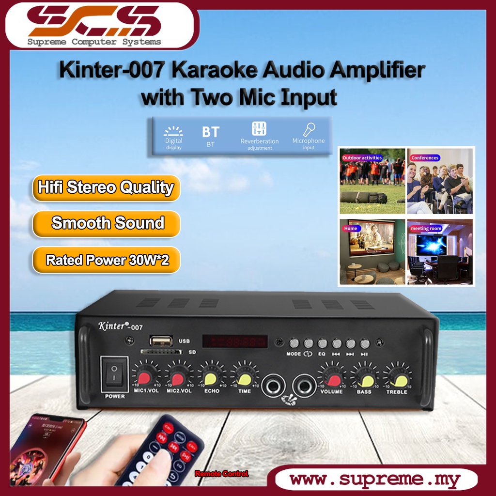 Kinter 007 Bt Stereo Sound Mic Echo Time Control Ac Dc Karaoke Amplifier Two Mic Input Karaoke Amplifier Shopee Malaysia