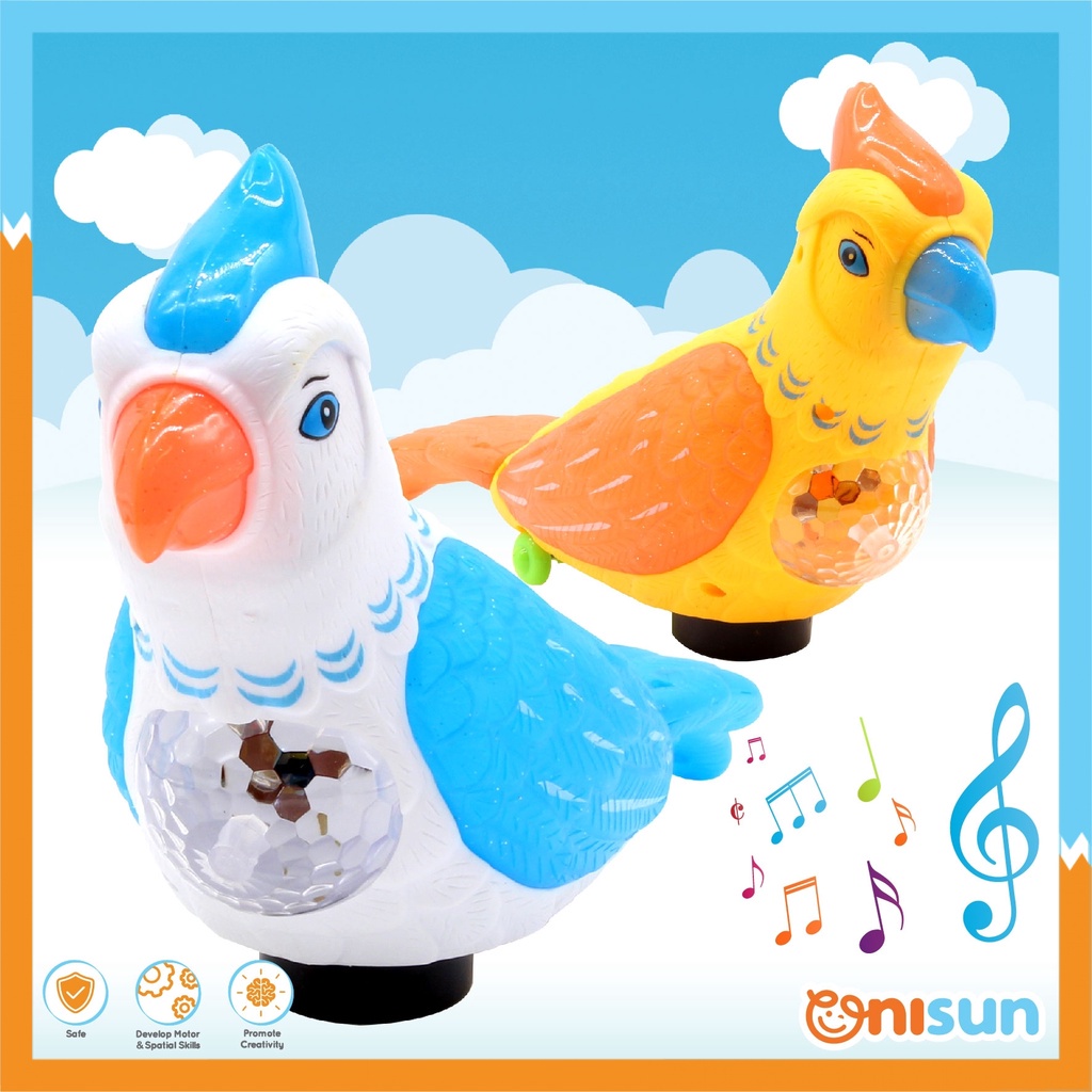 Cute Fun Battery Operated Cartoon Bird Toy with Light and Music (Mainan Kanak Kanak)