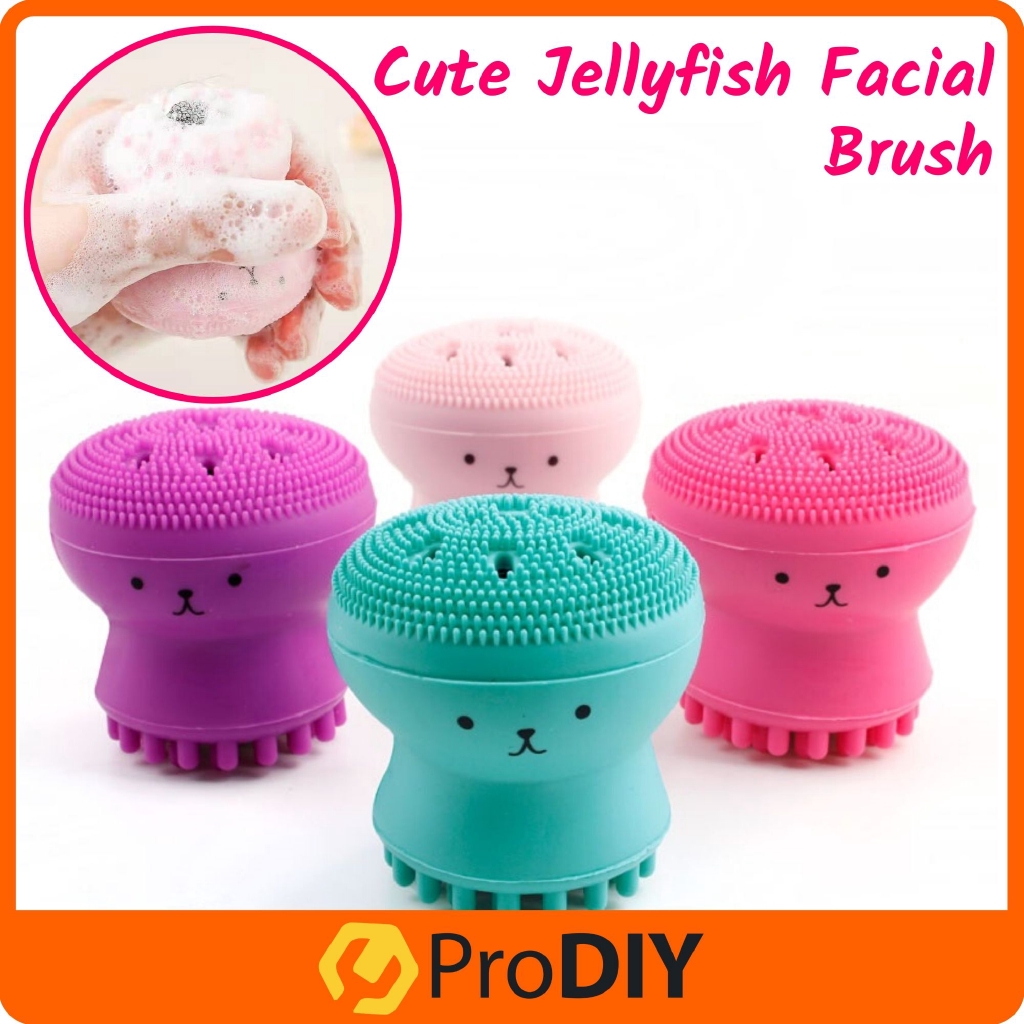 Soft Exfoliating Jellyfish Silicone Facial Brush Cute Octopus Jellyfish Cleansing Face Brush