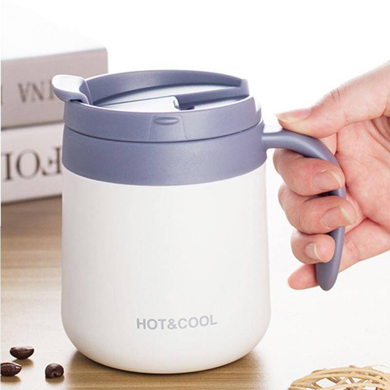 304 Stainless Steel Coffee Thermos Cup Office Tea Mug with Handle Cover Leakproof Heat Preservation Keep Warm