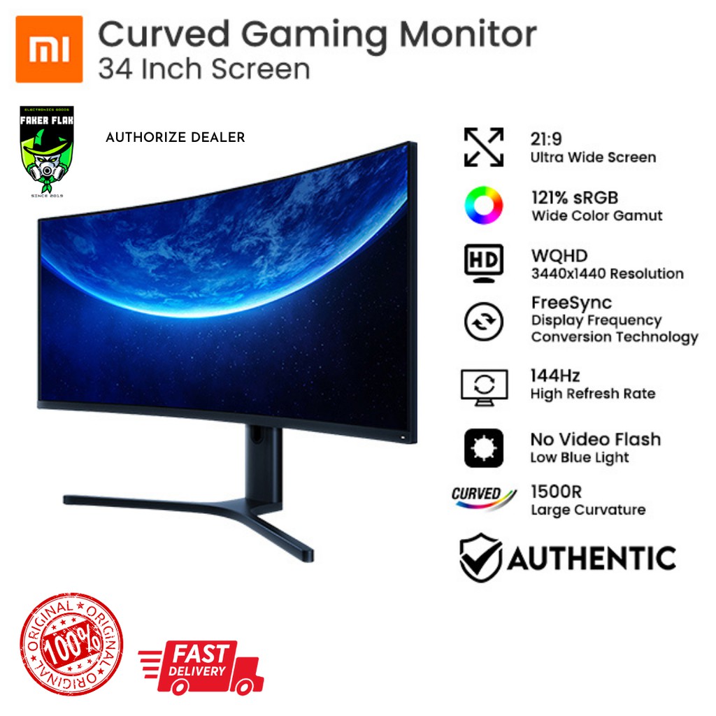 Xiaomi Mi Curved Gaming Monitor 34 Monitor 219, 144Hz, WQHD, FreeSync