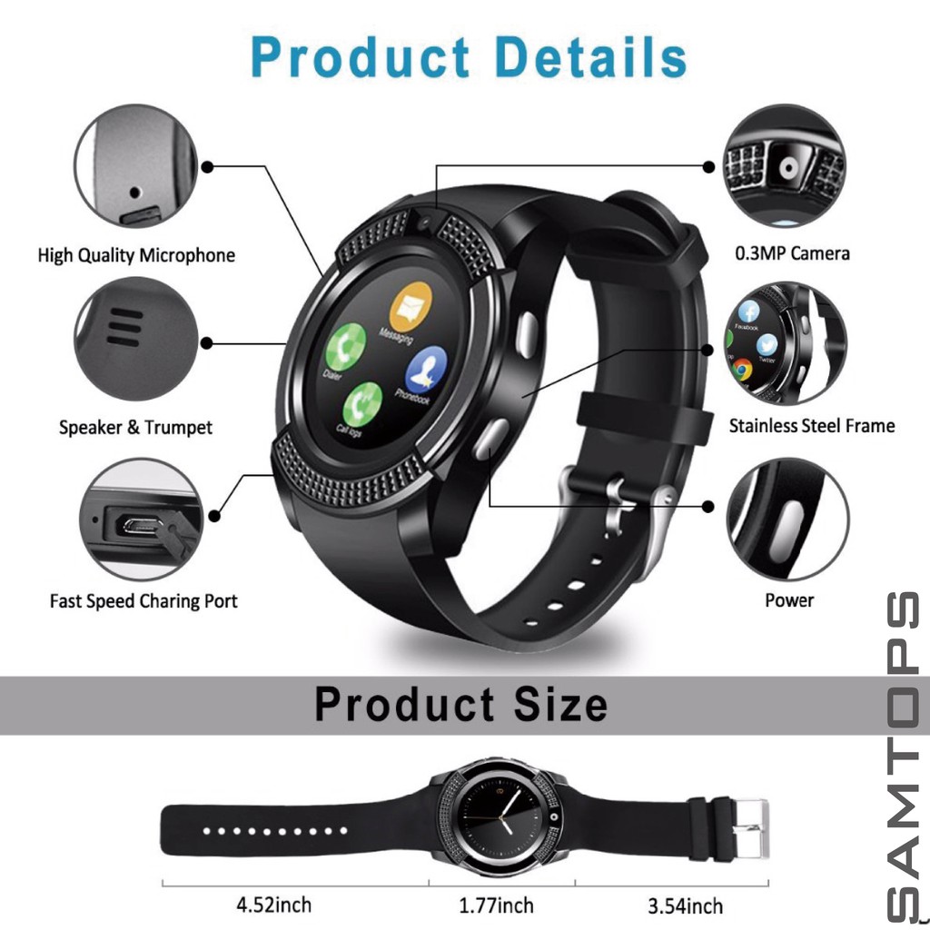 V8 Smartwatch Bluetooth Smart Watch | Shopee Malaysia