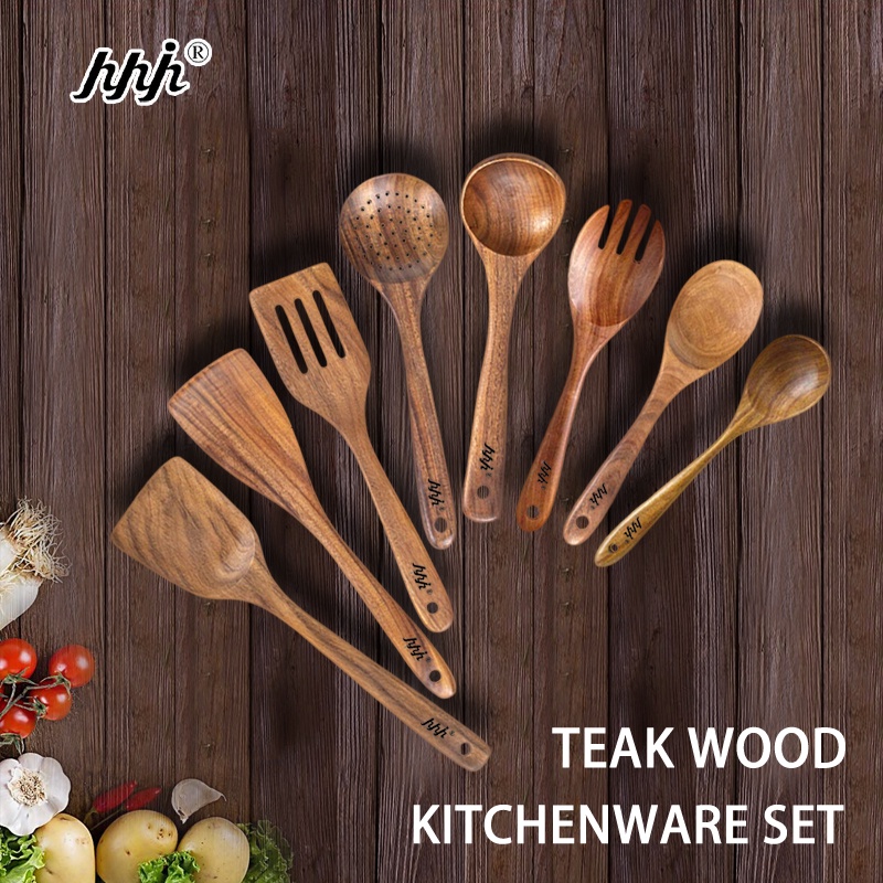Natural teak cookware nonstick cookware set cookware set does not scratch (8 pieces) Shopee