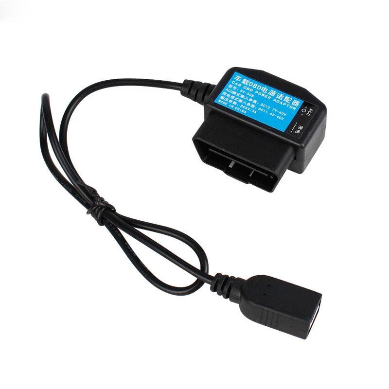 24H Output 5V 3A USB Ports Car OBD Cigarette Adapter Lighter Power Box Cable Switch Line for DVR Moble Phone Charging