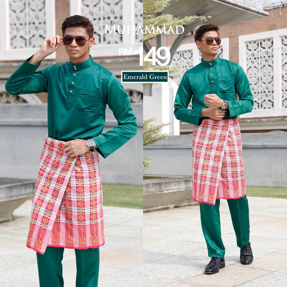 0 GST Baju  Melayu  Moden Slim Fit Emerald  Green  Shopee 