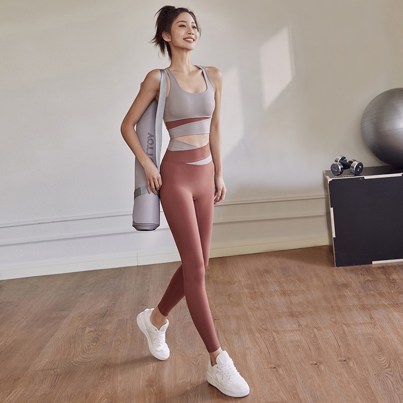 「Two Pieces Set」Fitness Padded Sport Bra and Pants Women Tight Fitting Sports Yoga Pants Leggings ShockProof Sports Bra For Women Quick Dry Sport Wear Set For Women