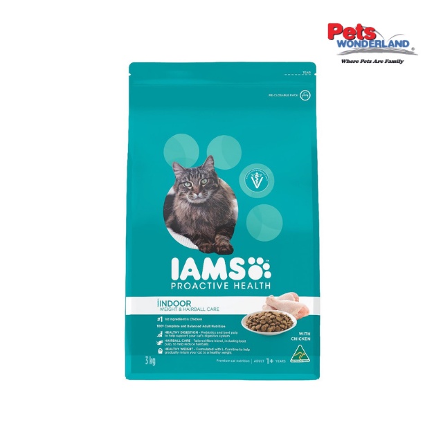 IAMS Cat Adult Indoor Weight & Hairball Care Chicken Dry Food (3kg ...