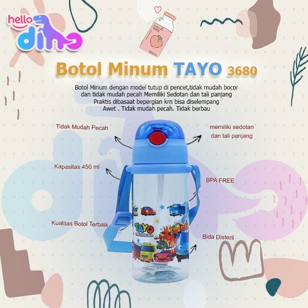 Hello Dino - 3680 Tayo | Bpa FREE Child Drinking Water Bottle Character ...