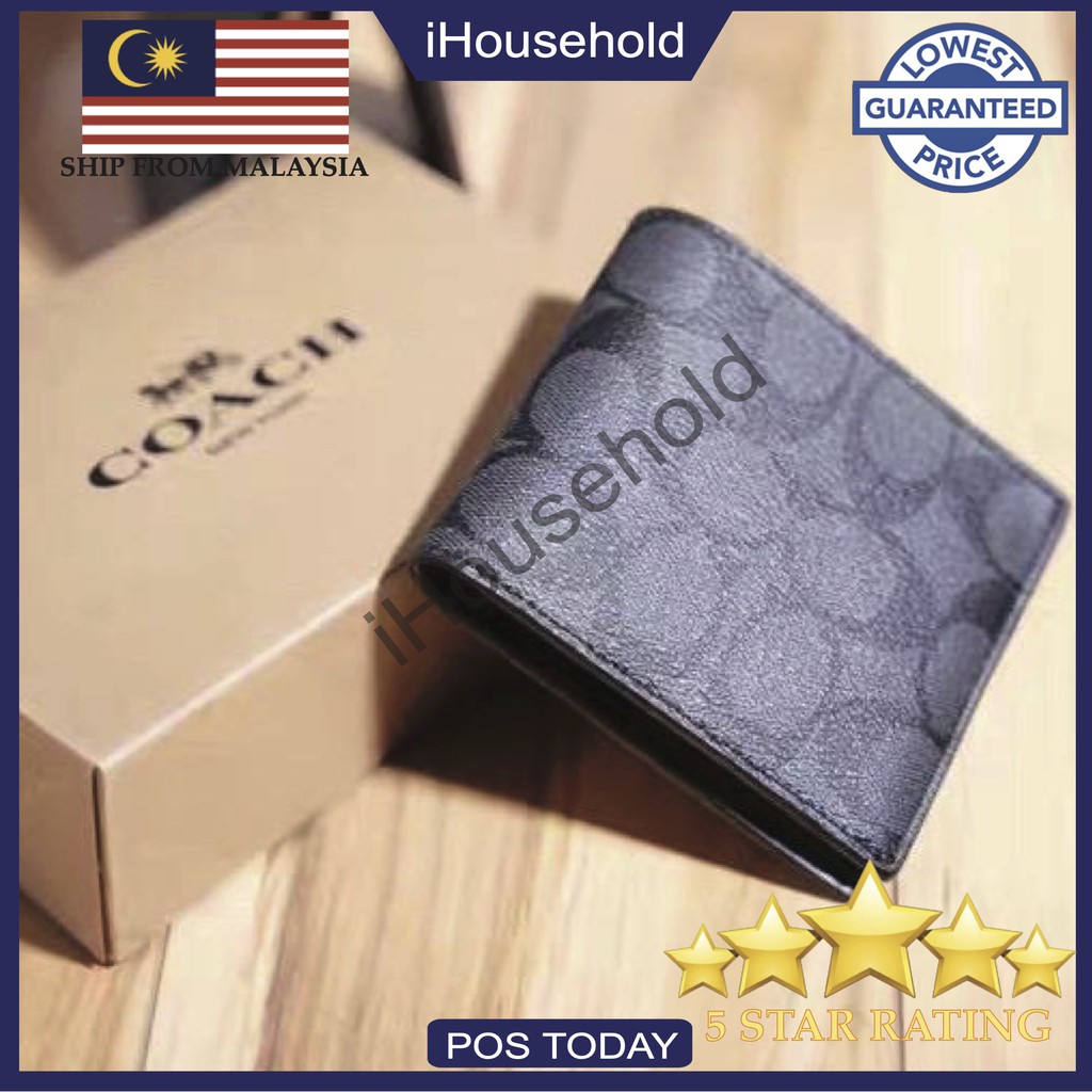 Malaysia Coach Outlet Sale Coach Leather Wallet Short Wallet Men and