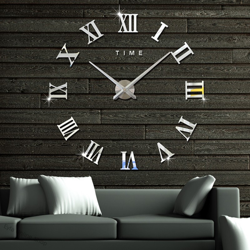 Eyfa Online Shop Fashionable Roman Numeral Wall Clock DIY Wall Ornament Home Office Hotel Decoration Gift