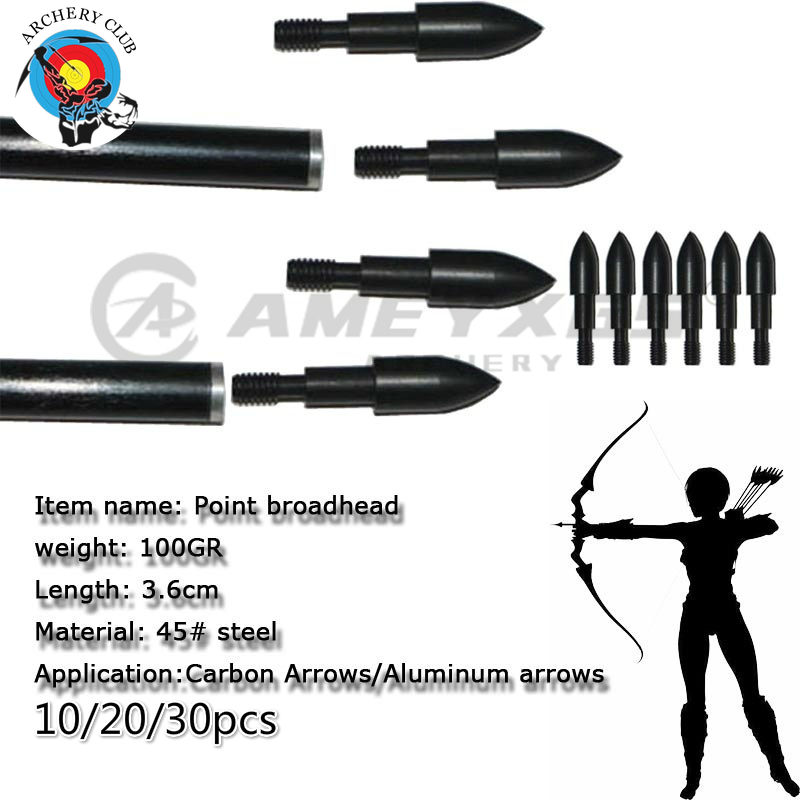 30pcs 100 Grain Archery Broadheads Field Points Practice Arrowhead Target Tips 