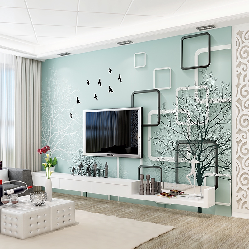 Simple Modern Tv Background Wall Paper Custom Sofa Seamless Mural Conference Room Wallpaper Bedroom Cloth