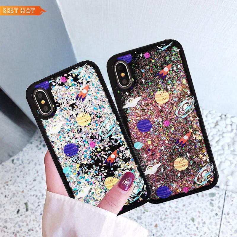 Planet Phone Cases Shining Glitter Supplies Liquid Sand Protection