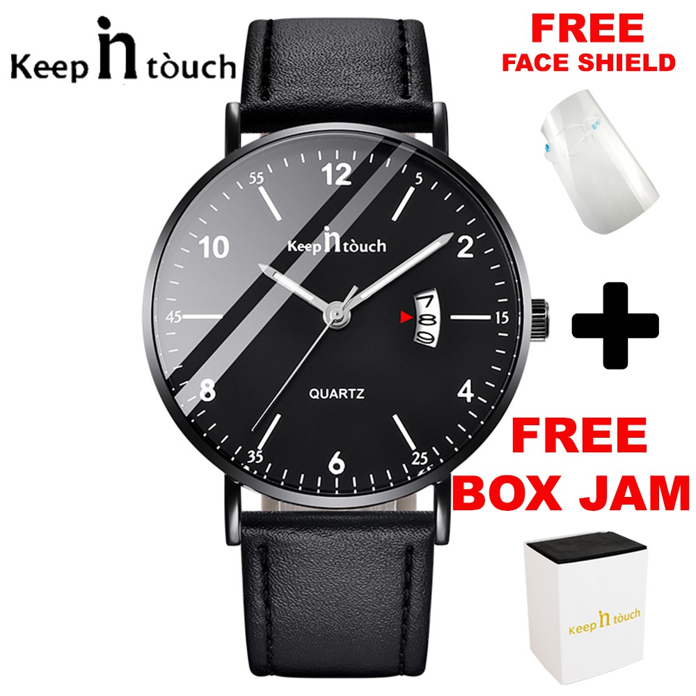 Jam Tangan Analog Pria Keep In Touch 8041 Analog Date Mesh Leather Free Box Free Face Shield Shopee Malaysia