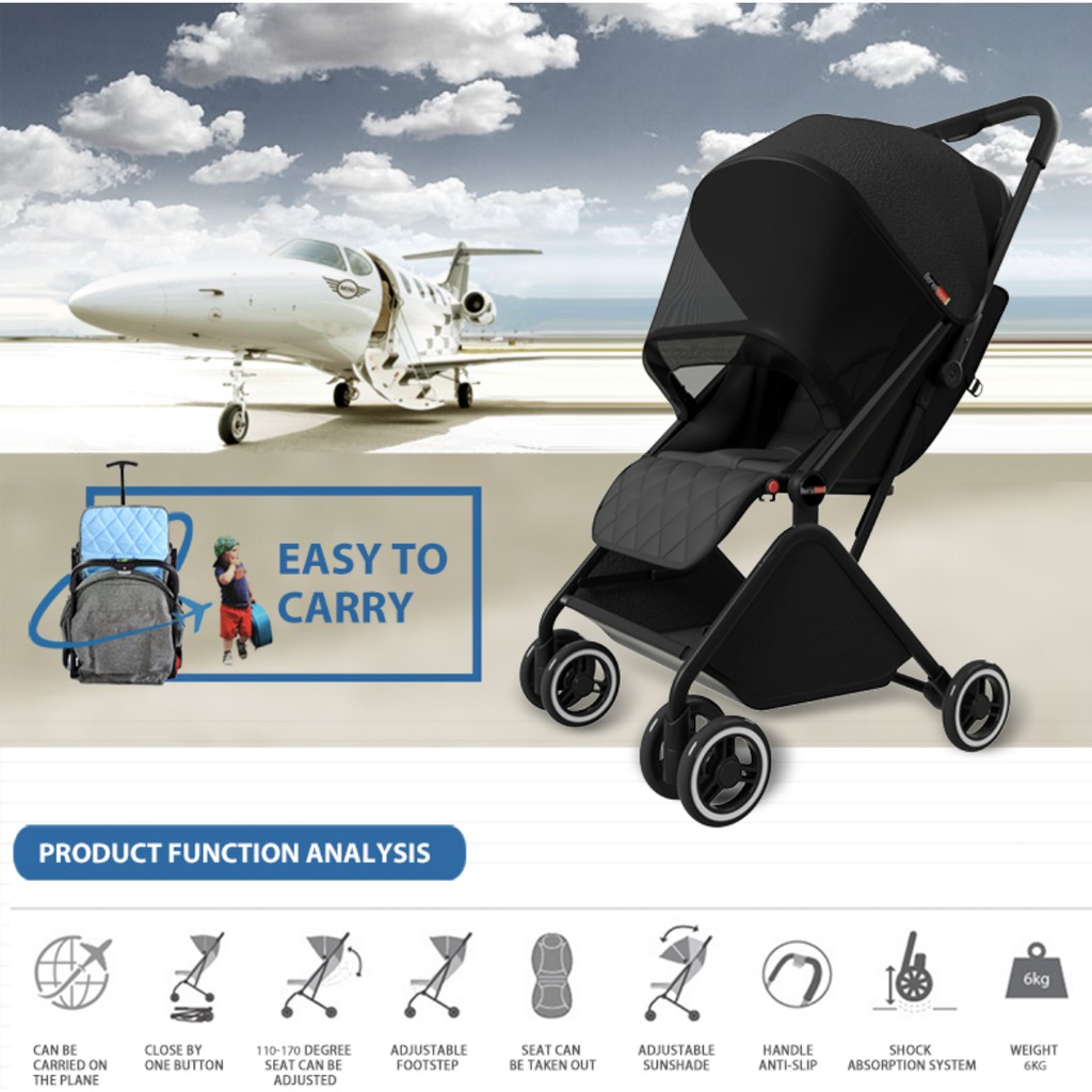 stroller size allowed on plane