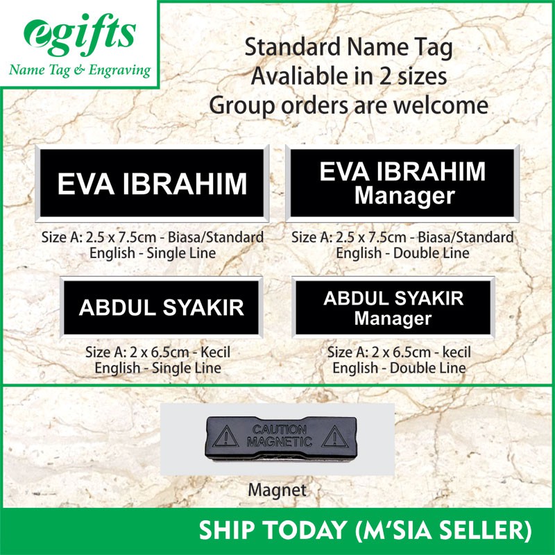 Name Tag Magnet Untuk Tag Nama Sekolah Cikgu Nama Tag Kakitangan Kerajaan Dan Penjawat Awam Shopee Malaysia