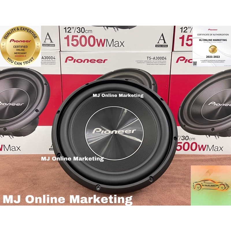 Pioneer TSA300D4 12” 1500W A Series Subwoofer with Dual 4OHM Voice