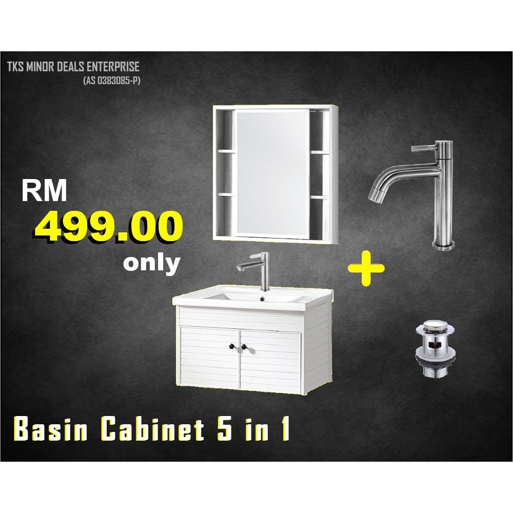 Ready Stock Cabana Bathroom Aluminium Water Proof Basin Cabinet