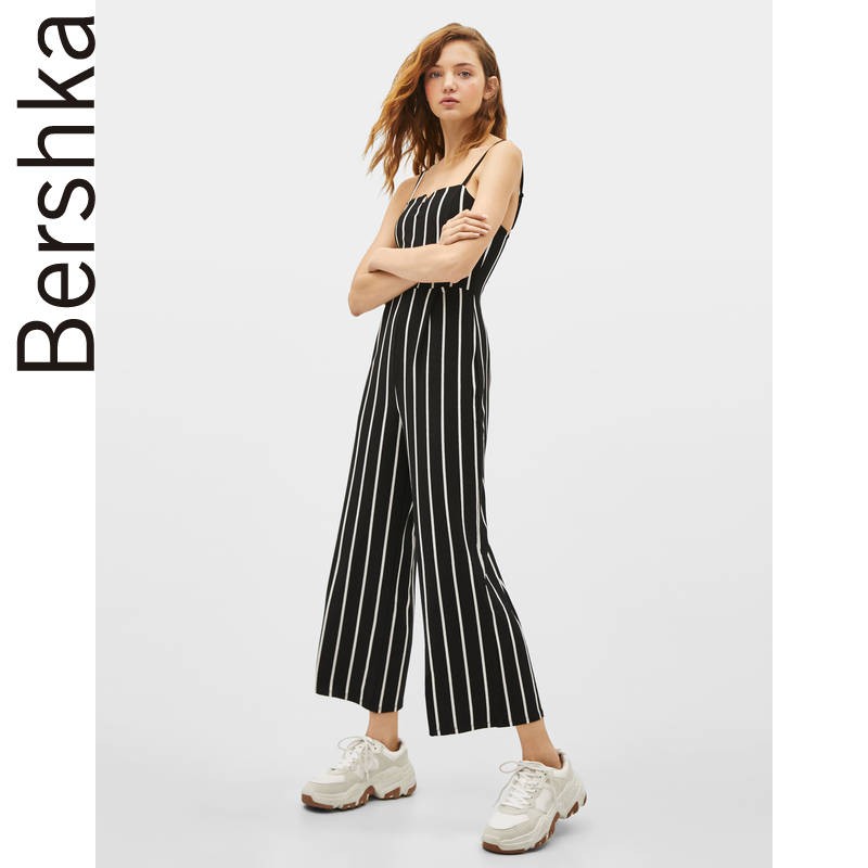 bershka striped jumpsuit