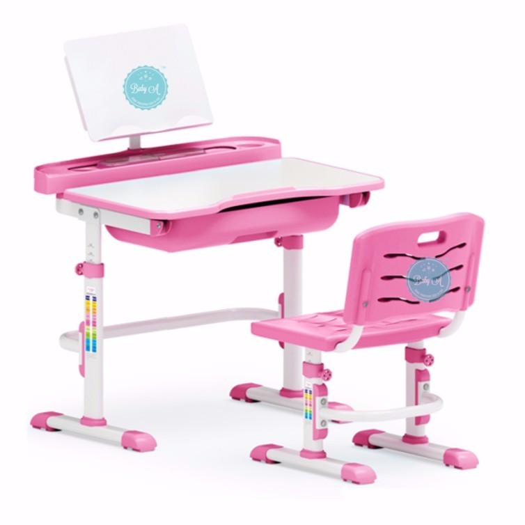 Height Adjustable Ergonomic Children Study Table Chair Set Pink