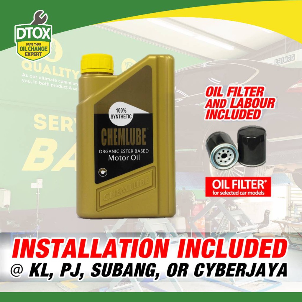 OIL CHANGE PROTON / PERODUA Cars - Chemlube 100% Synthetic 