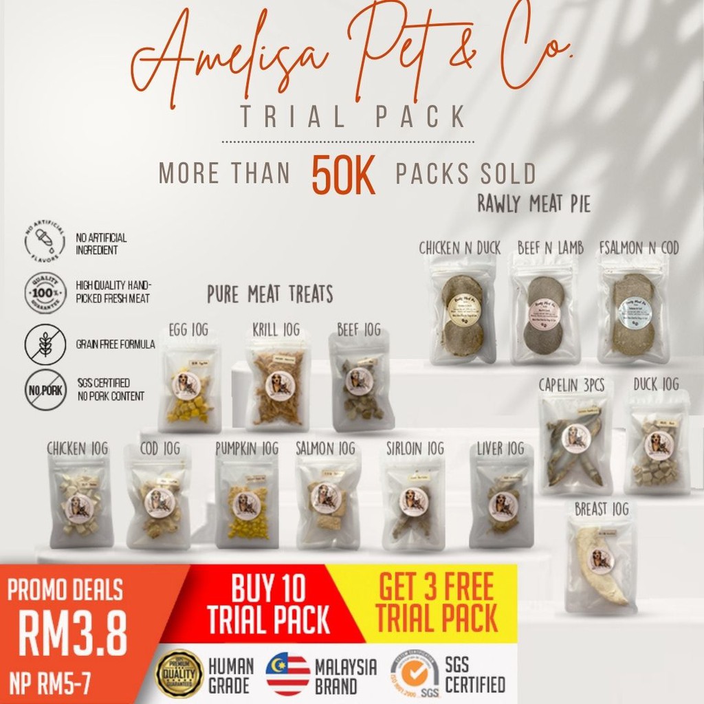 Amelisa Pet & Co. Freeze Dried Pet Treats Trial Packs (10g) (Main Meal