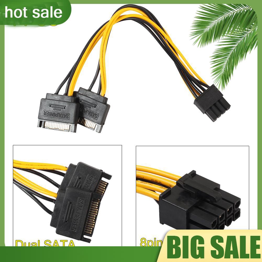 15Pin SATA Male To 8pin PCIE Male Video Card Power Supply Adapter