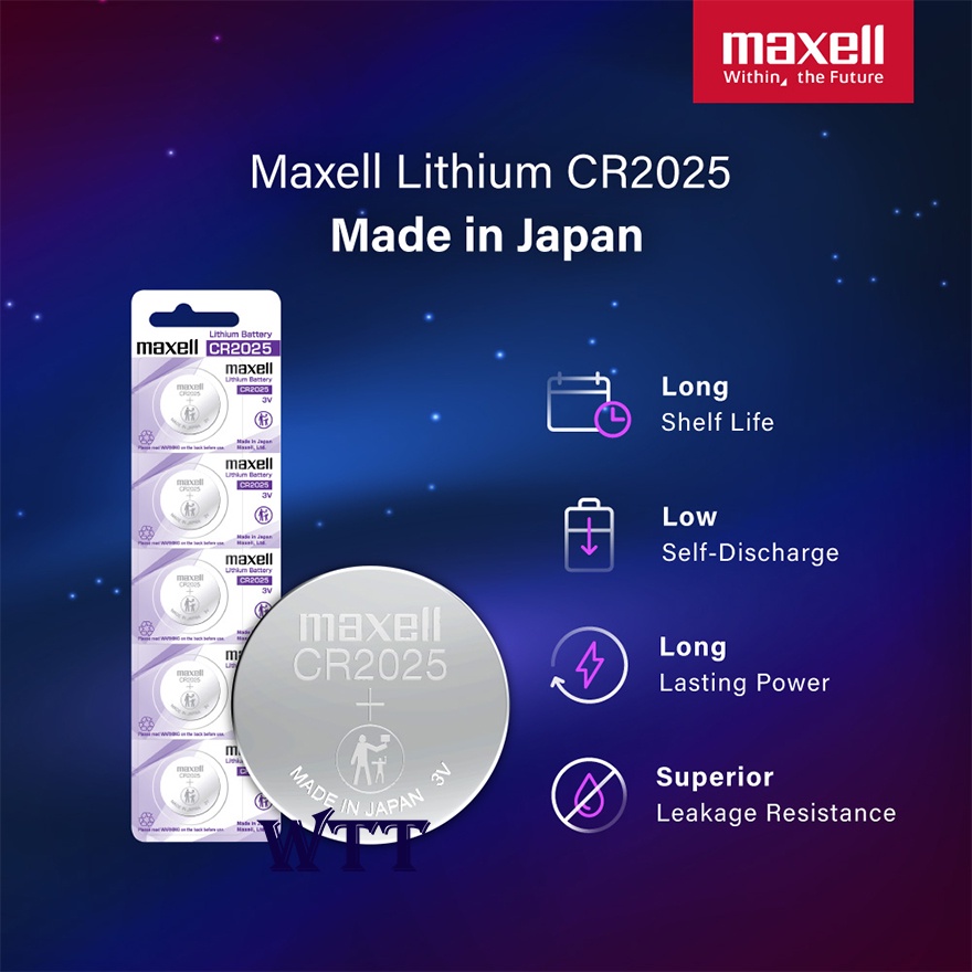 MAXELL ORIGINAL LITHUM CR2025 BATTERY (BATERI JAM TANGAN CALCULATOR DAN