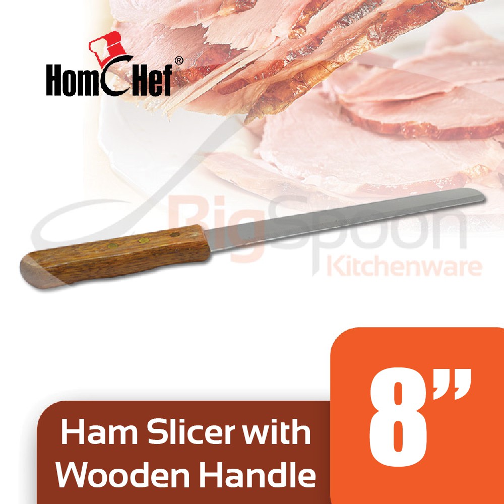 HOMCHEF 8 inch Ham Slicer Stainless Steel With Wooden Handle 4223-8