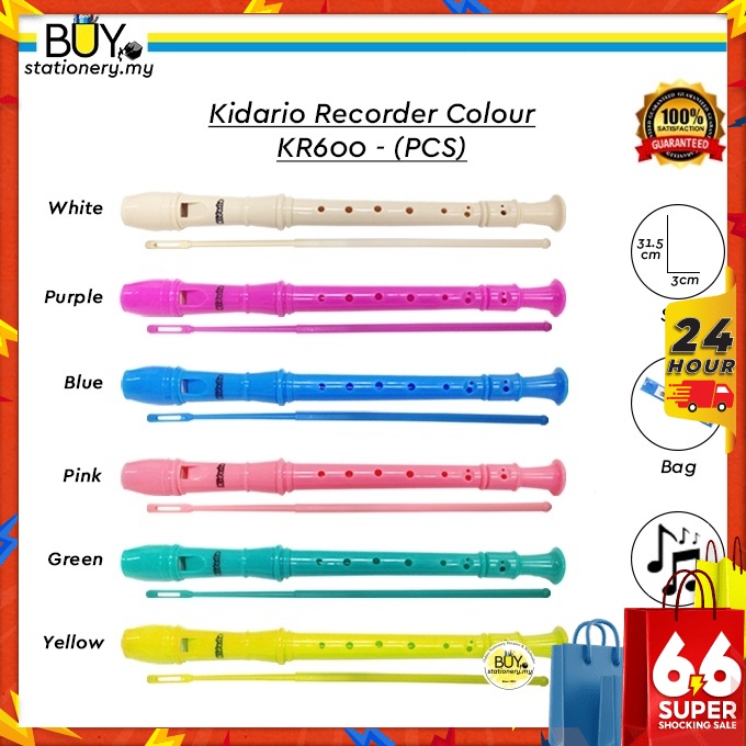 Kidario Recorder Flute Colour KR500 / KR600  (PCS) Music Instrument Educational Toys for Kids Alat Musik Yamaha Alterna