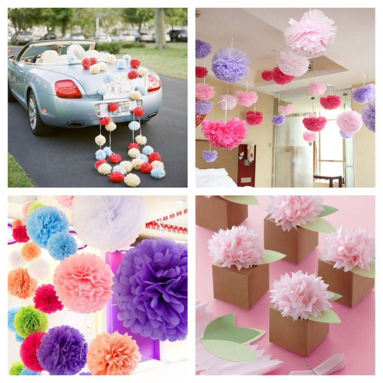 Ready Stock 30cm Diy Tissue Paper Flower Pom Poms Party Wedding