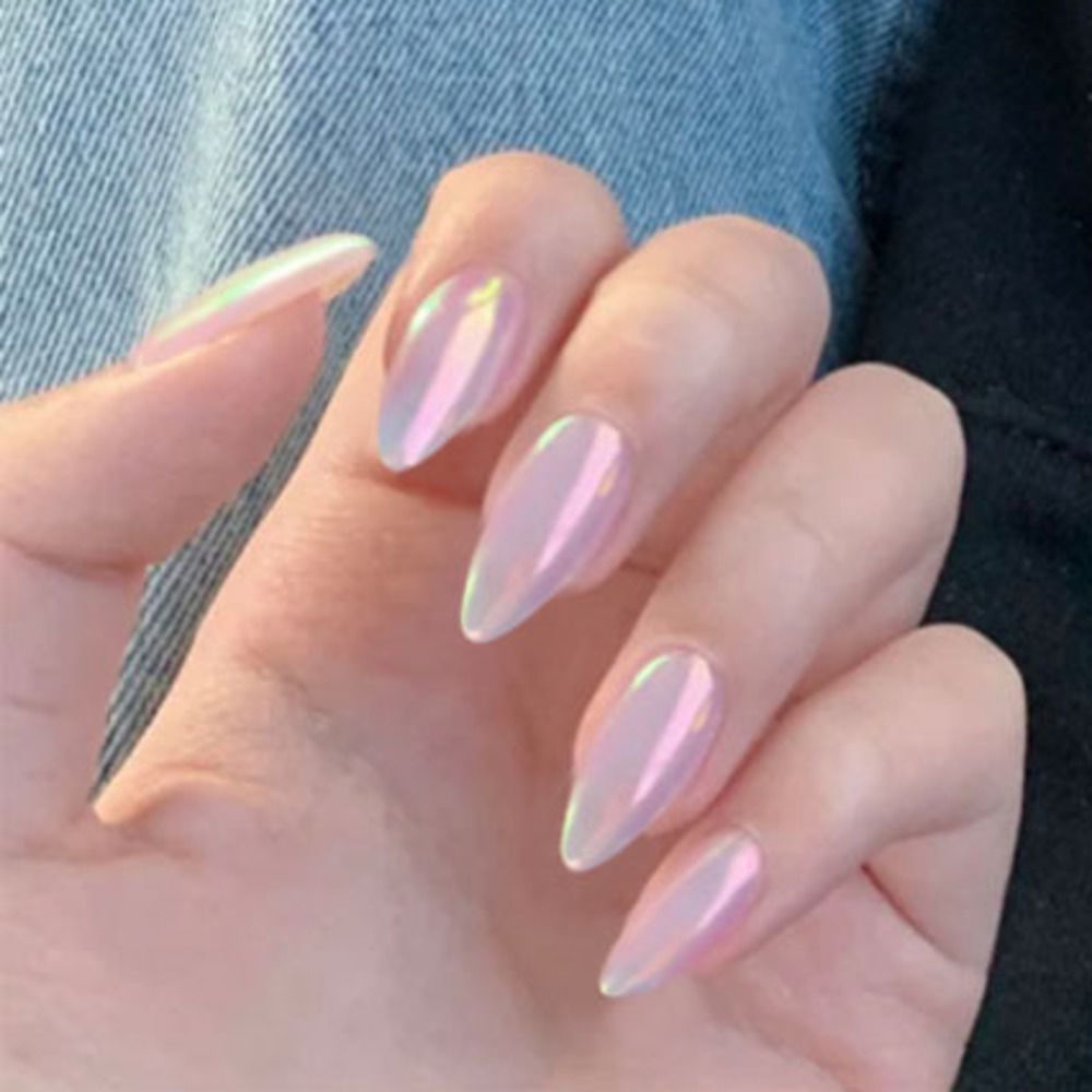 24pcs False Nails Mermaid Aurora Purple Pink Medium Long Stiletto Press On Nail Full Cover Fake Nails Art For Women Press On Manicure Tips Shopee Malaysia
