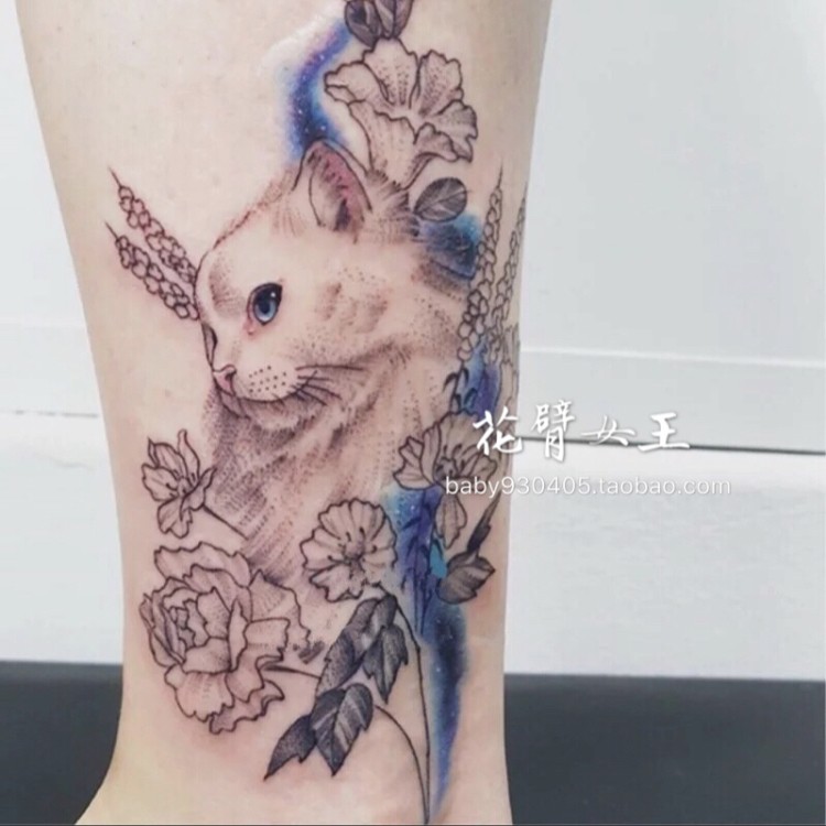 熱賣推薦 花臂少女tattoo D4 可爱猫咪星空花朵少女纹身贴包邮 Shopee Malaysia