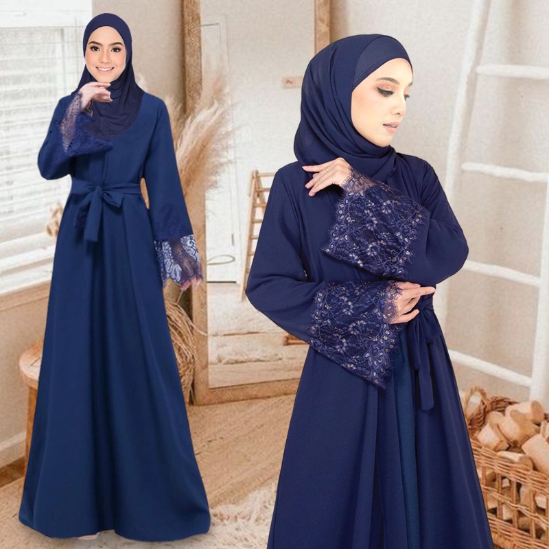 ??Abaya Jubah Robe Lace Dress Muslimah Jubah Sedondon Ibu Anak Baju Budak Moden Jubah Lace Dress Abaya Nursing Friendly