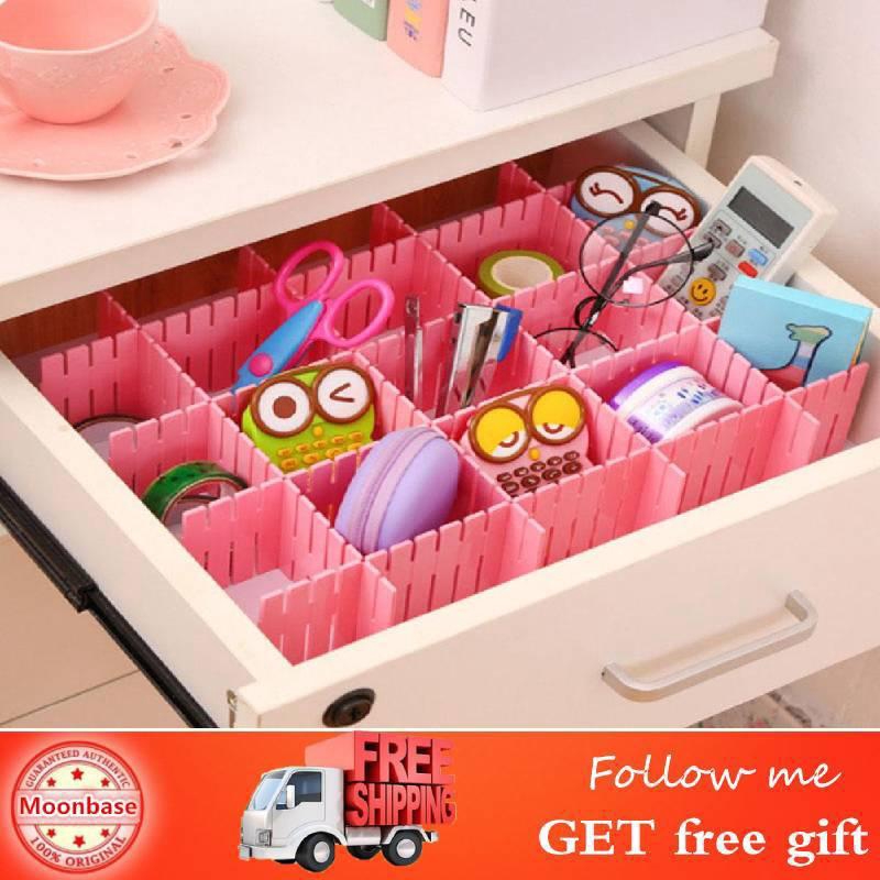 Moonbase 4pcs Diy Plastic Drawer Organizer Adjustable Drawer