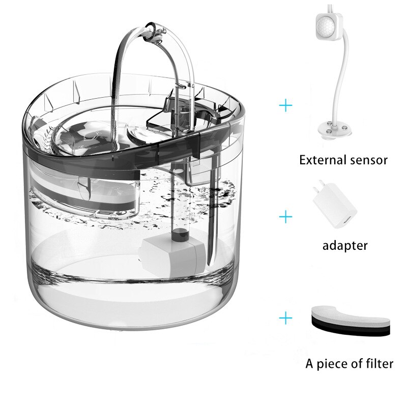 shopee: 2L Automatic Cat Water Fountain With Faucet Dog Water Dispenser Transparent Drinkers For Cats Pet Drinking Bowl Filter Feeder (0:1:Color:SET B;1:0:Size:UK PLUG)