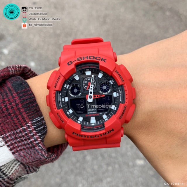 profundo Idear Th Casio G Shock Red Men's Watch GA-100 / GA-100B-4 / GA-100B-4A | Shopee  Malaysia