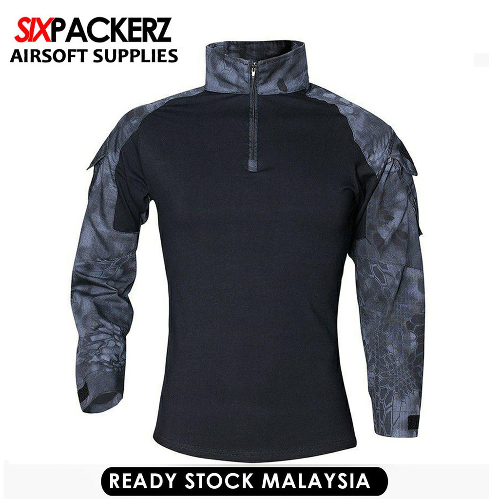 Tactical Airsoft Army T Shirt Soldiers Combat Camouflage Long Sleeve Shirt Tops Baju Askar Celoreng Phyton Black Shopee Malaysia