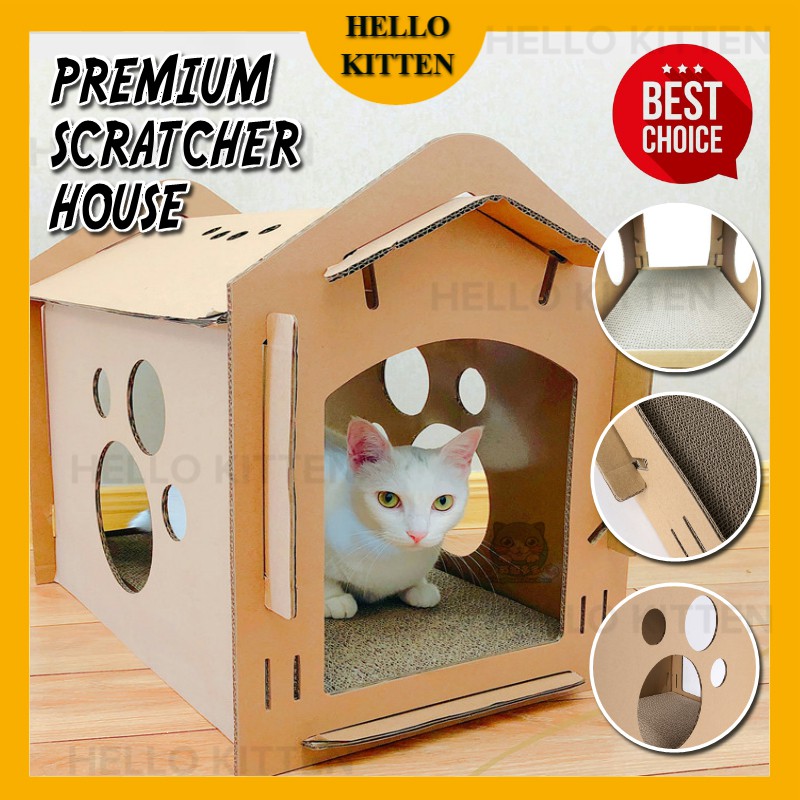 HK EcoFriendly Cat Scratcher House Cat Play House Rumah Kucing