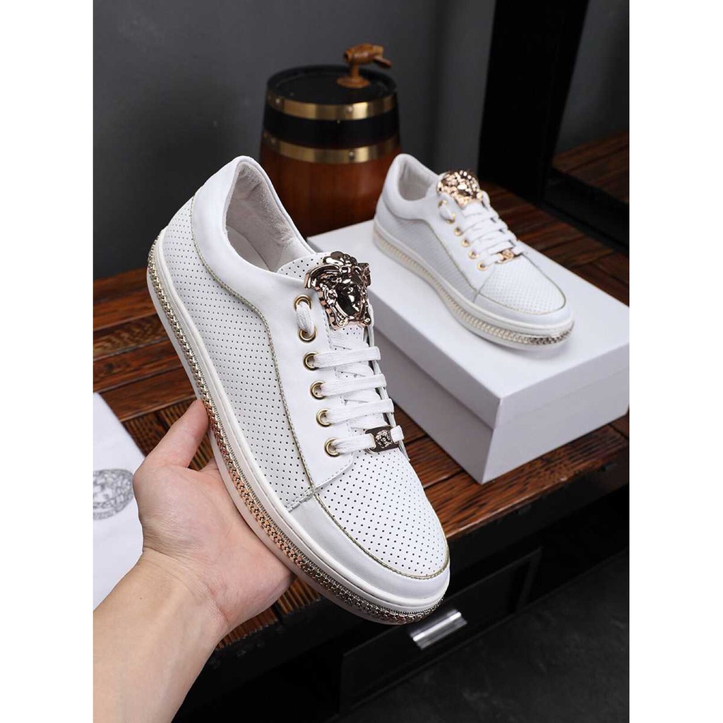 versace men's white sneakers