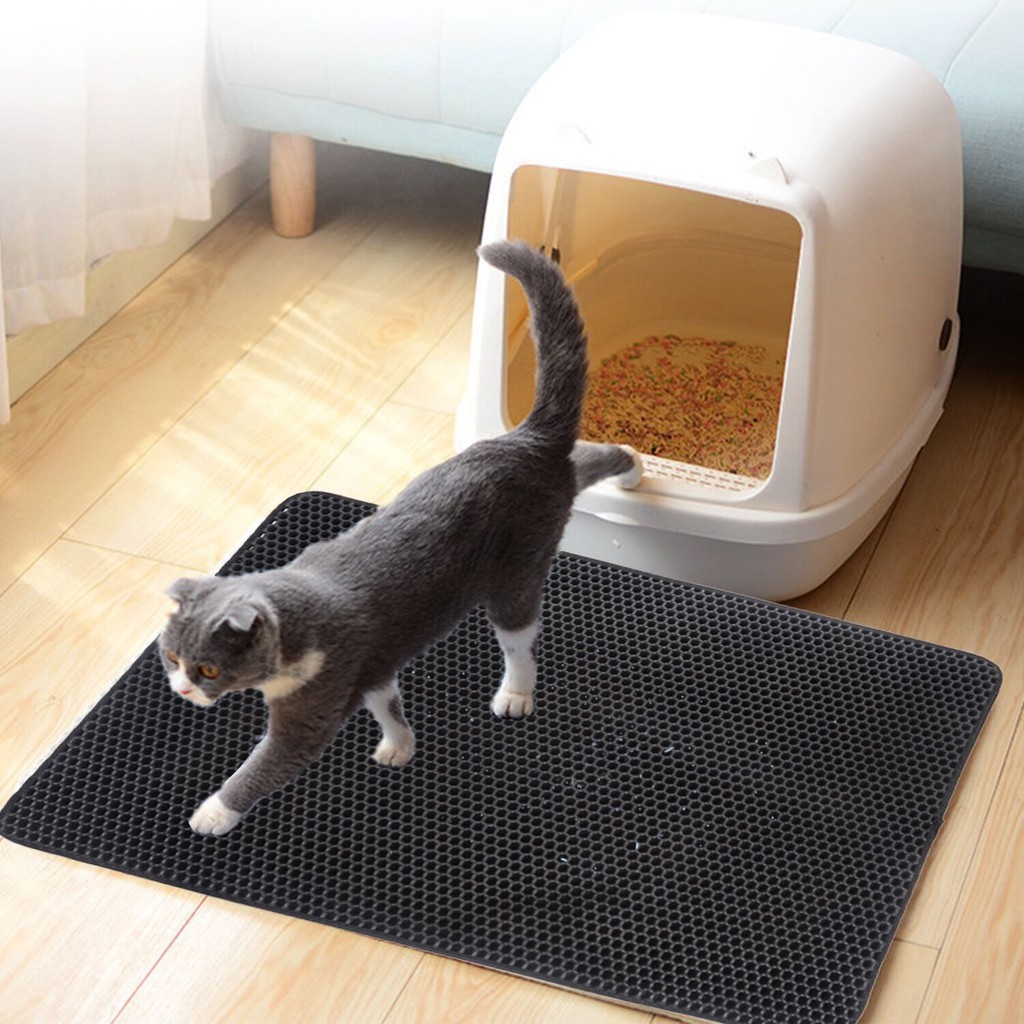 READY STOCK NOMI Double Layer Cat Litter Mat Trapping Mat Waterproof Eva Washable Carpet Kucing