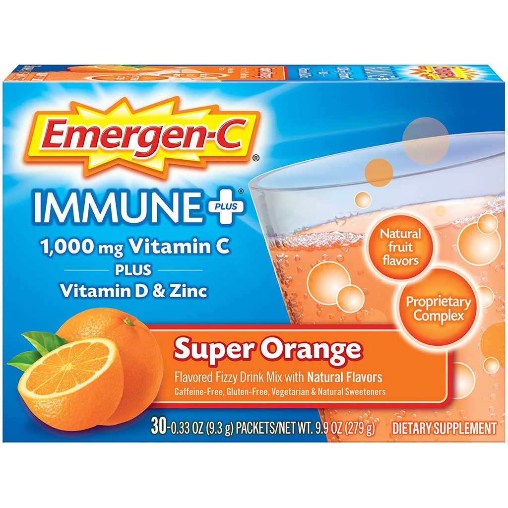 Emergen C Immune Vitamin C 1000mg Powder Plus Vitamin D And Zinc 30 Count Super Orange Flavor 1 Month Supply Immune Support Dietary Supplement Fizzy Drink Mix Antioxidants Electrolytes Shopee Malaysia